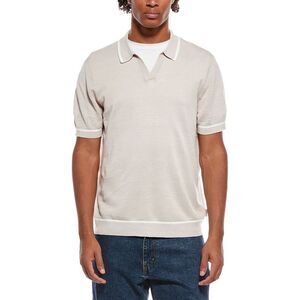 Onia Mens  Linen Johnny Collar Polo Sweater, Grey